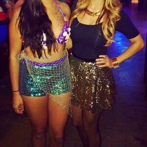 Gold sequin mini skirt